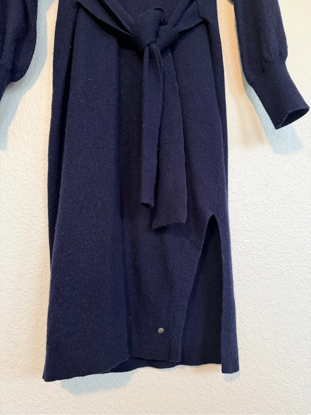 Ted Baker Essya Tie Front Knit Midi Dress Navy